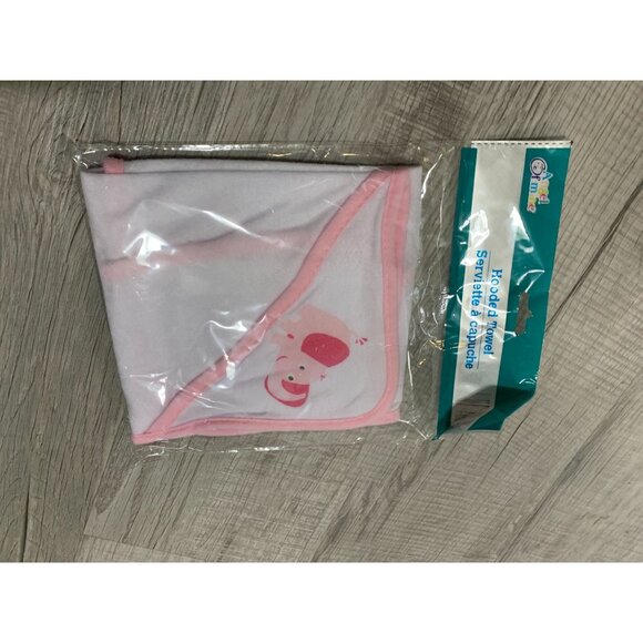 New Hooded Towel Infant Baby Bath Towel White Pink Elephant - Picture 1 of 3